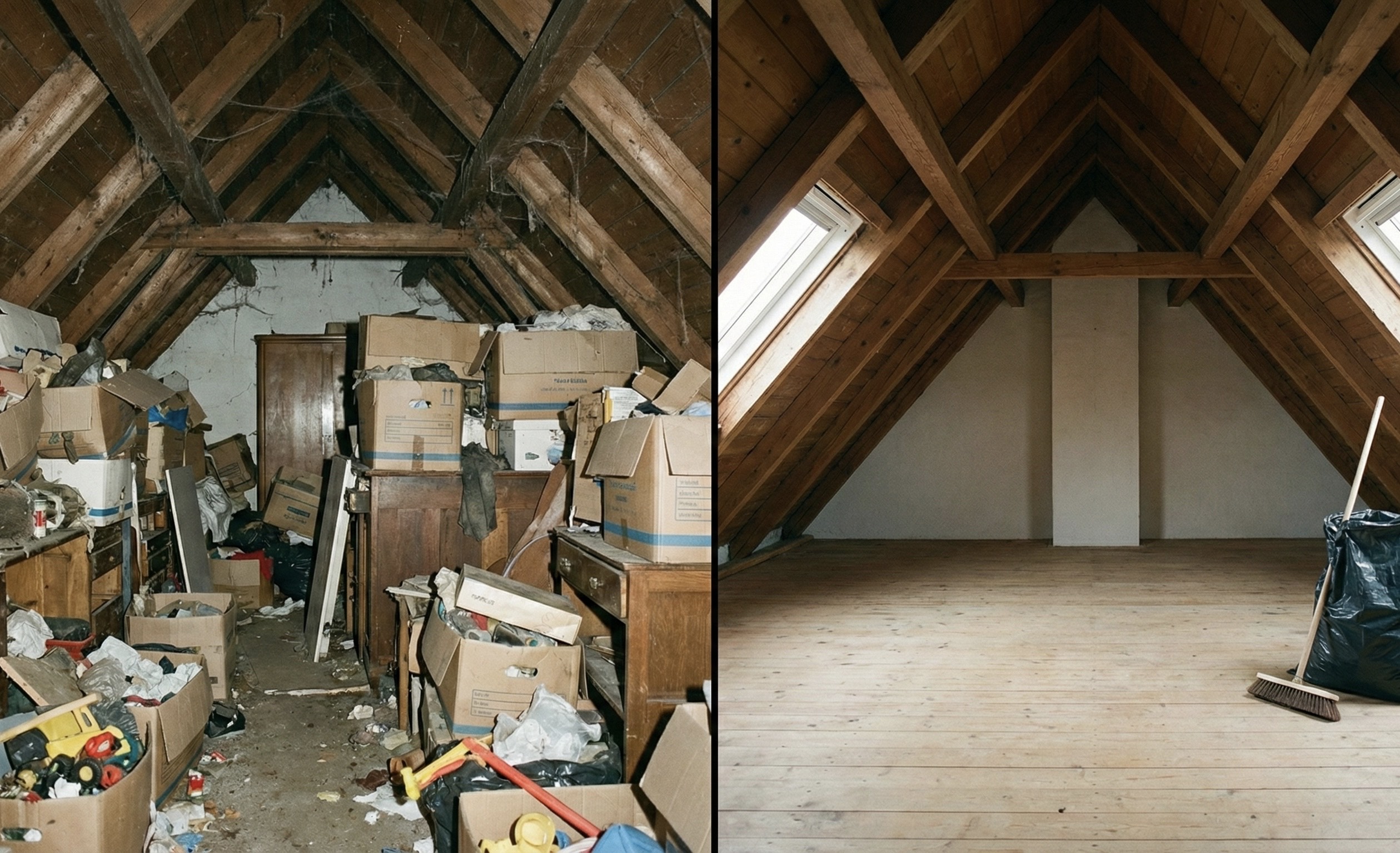 Vorher-Nachher - Dachbodenräumung, Erlangen