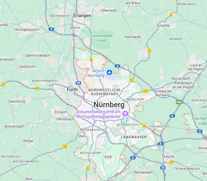 Einsatzgebiet Nürnberg und Umgebung - Karte