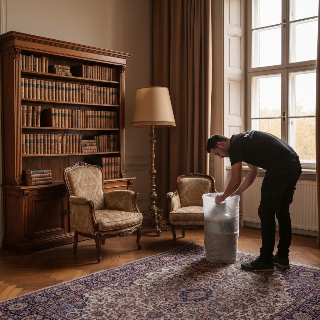 Würdevolle Nachlassauflösung mit antikem Mobiliar, Bücherregal und Sammlerstücken